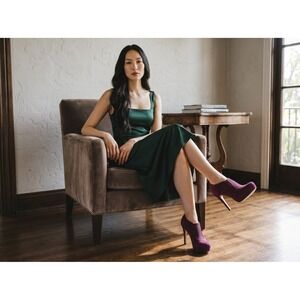 BCBGeneration BG-Priyah Rosewood‎ Purple Suede Platform Shootie Heels 9M